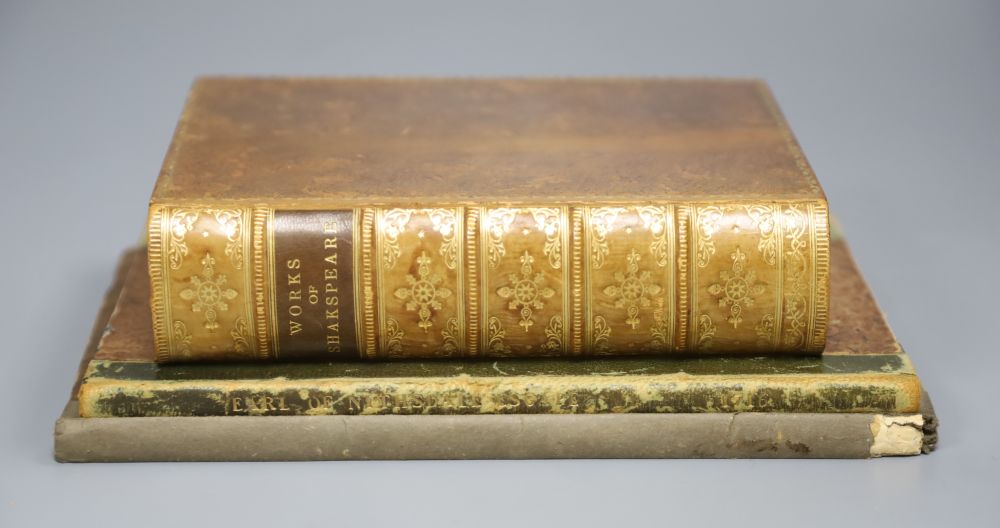 A leather bound Works of Shakespeare and two books on The Earl of Nithsdales